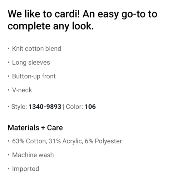 🆕️NWT AE Cropped Cardigan in 'Cream', Size Medium - Picture 6 of 14